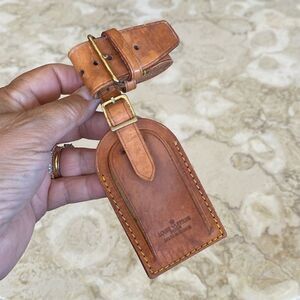 Vintage Louis Vuitton Vachetta Leather Luggage Tag & Poignet